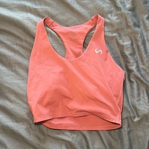 TLF burgundy workout crop tank with built in bra